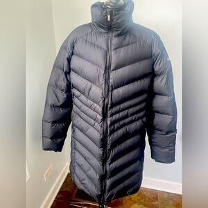 Columbia Sz 2X Long Black Down Puffer Coat Jacket 60/40 Duck Feather Warm Winter
